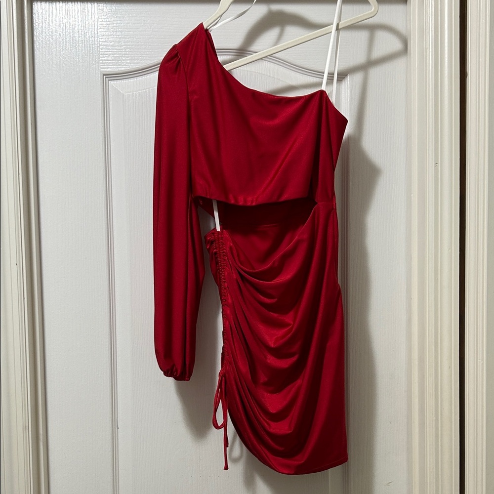 NWOT B Darlin One-Shoulder Red Long Sleeve Dress